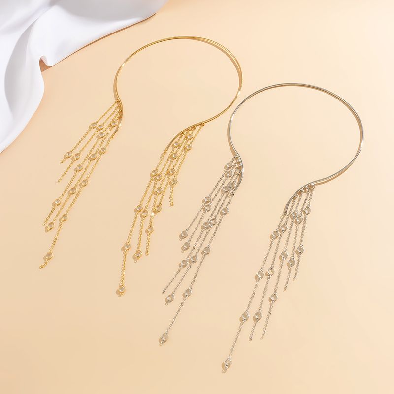 Personalisierte Halskette mit Anhänger aus Imitationsperlen im kühlen Stil und Quastenverschluss_voghion.com