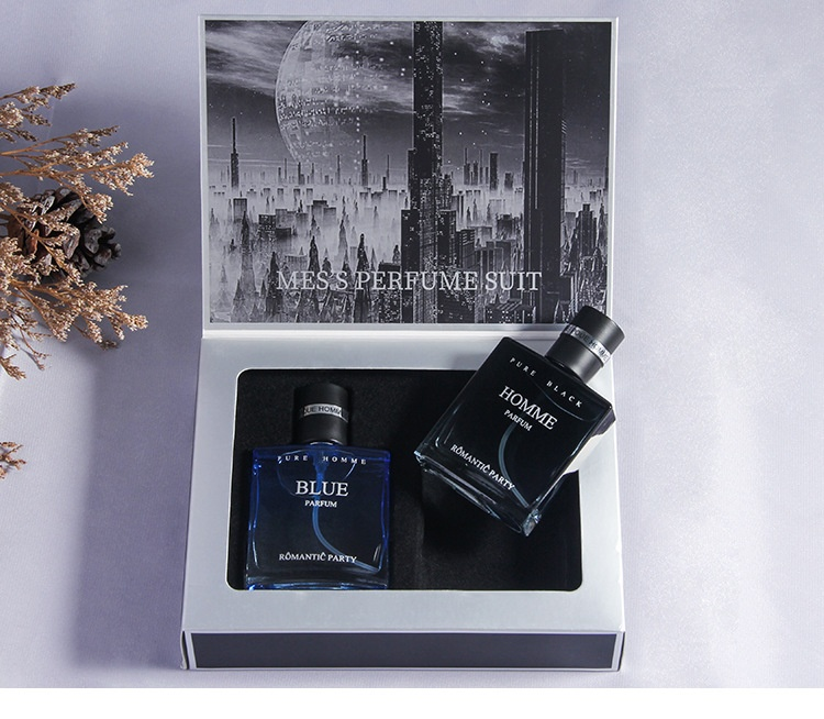 Charming Men's perfume Gift Box Lasting Fragrance Blue Student Gulong perfume Set 2 Bottle with Crystal 60ML_voghion.com