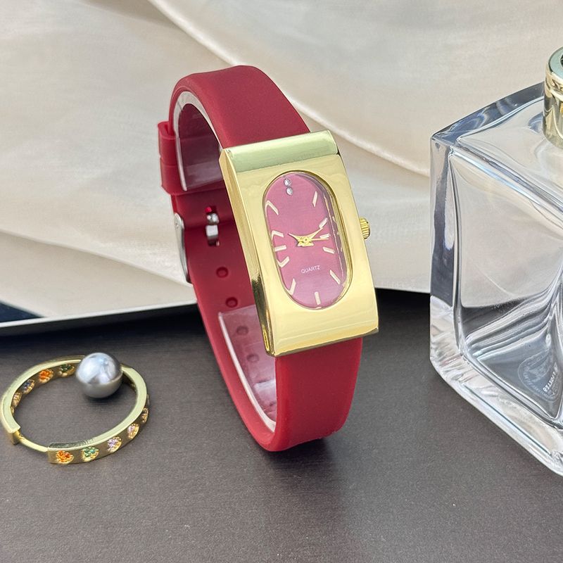 Women's Niche Rectangle Round Watch Colored Silicone Belt Temperament Premium Quartz Watch Work Daily Birthday Anniversary Valentine's Day Gift_voghion.com