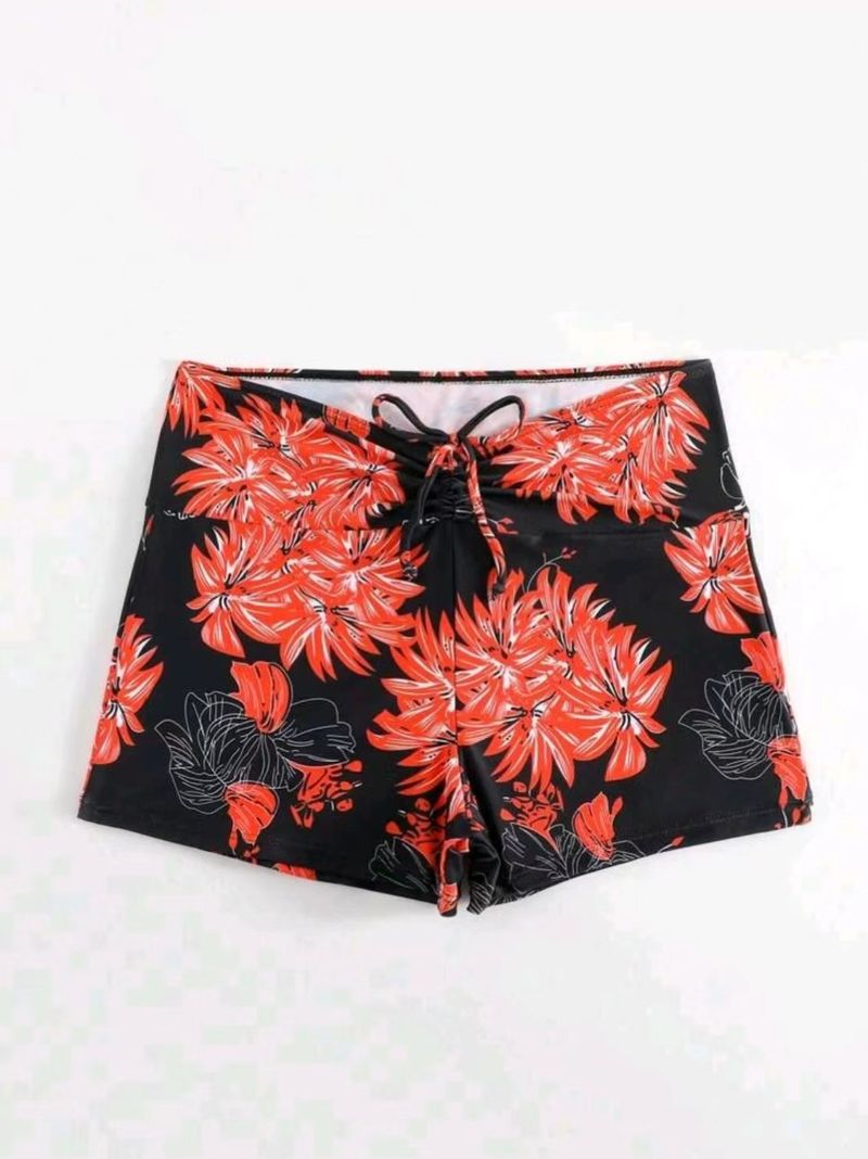 Swim Printed Damen Boxer Konservative High Waist Kordelzug Strand Single Shorts_voghion.com