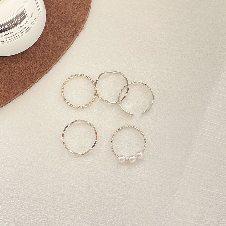 INS Japanese and Korean minimalist wave shaped personalized ring, niche design, temperament, net red tail ring set,_voghion.com