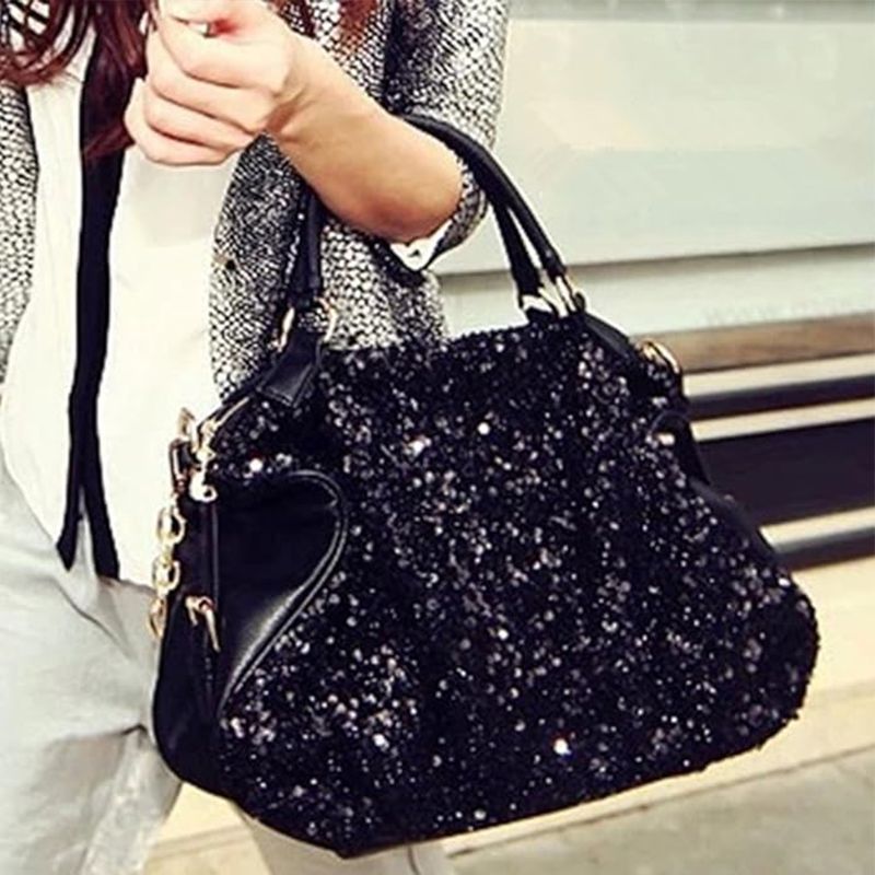 Nuove donne PU signore spalla tracolla paillettes vernice pelle Hobo casual selvaggio superiore-manico borsa cuscino_voghion.com