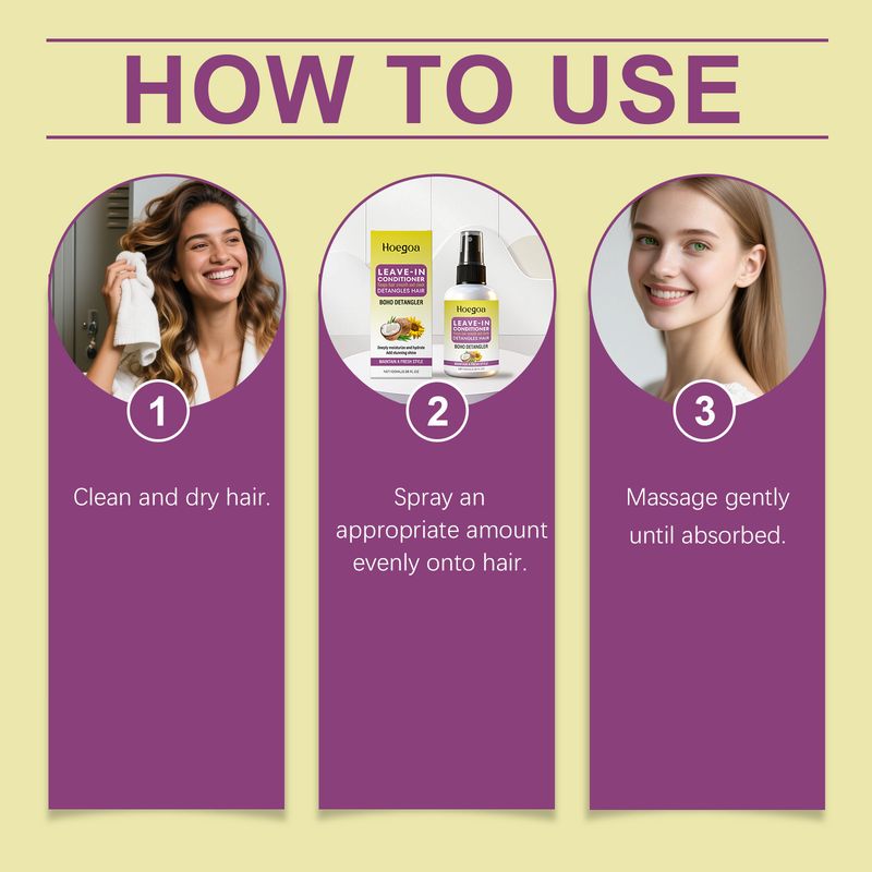 HOEGOA Feuchtigkeitsspendendes, glänzendes und geschmeidiges, täglich pflegendes Leave-in-Haarspray_voghion.com