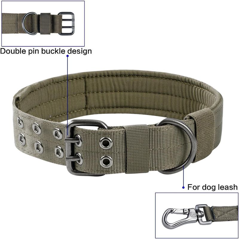 Collare tattico per esterni in nylon con guinzaglio regolabile, senza strozzo, per cani di piccola, media e grande taglia_voghion.com