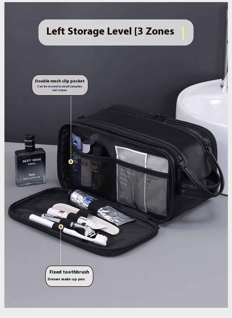 New product: Three opening multifunctional PU men's grooming large capacity high-end makeup bag, cosmetic storage bag_voghion.com