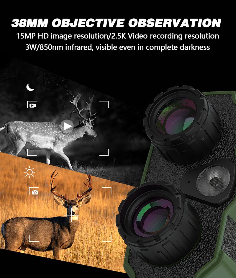 DT49 Nuovo binocolo HD per birdwatching, foto e video, portatile, per esterni, con visione notturna a colori e in condizioni di scarsa illuminazione_voghion.com