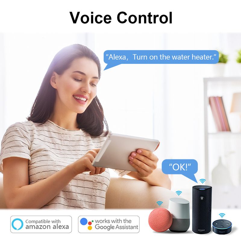 „Tuya Smart Life“ katilas, ES ir JAV standartinis vandens šildytuvas, belaidis nuotolinio valdymo pultas, jutiklinis jungiklis, „Google Home“, „Alexa Voice“_voghion.com