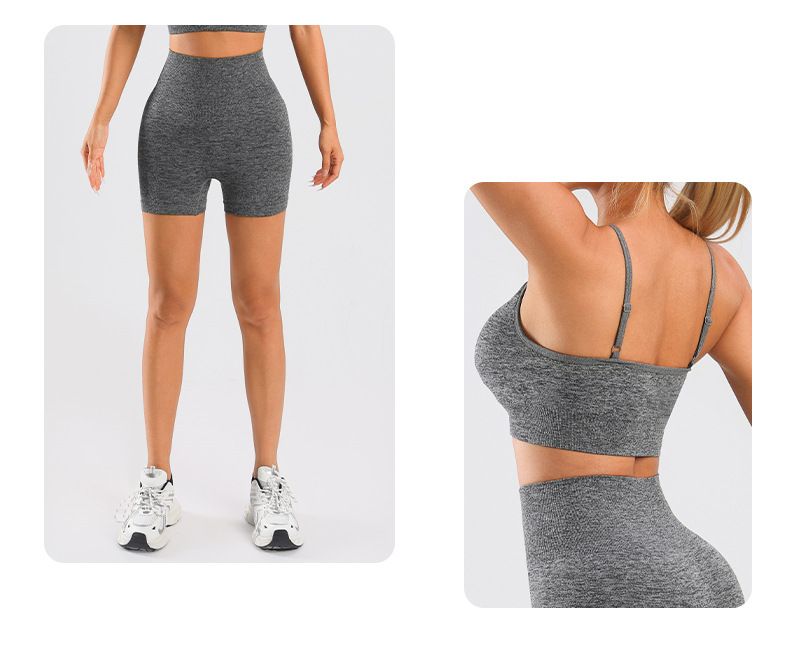 Conjunto deportivo TK de camisola con sujetador push-up, camiseta de manga corta, pantalones cortos de cintura alta, ajustado, para levantamiento de cadera y fitness._voghion.com