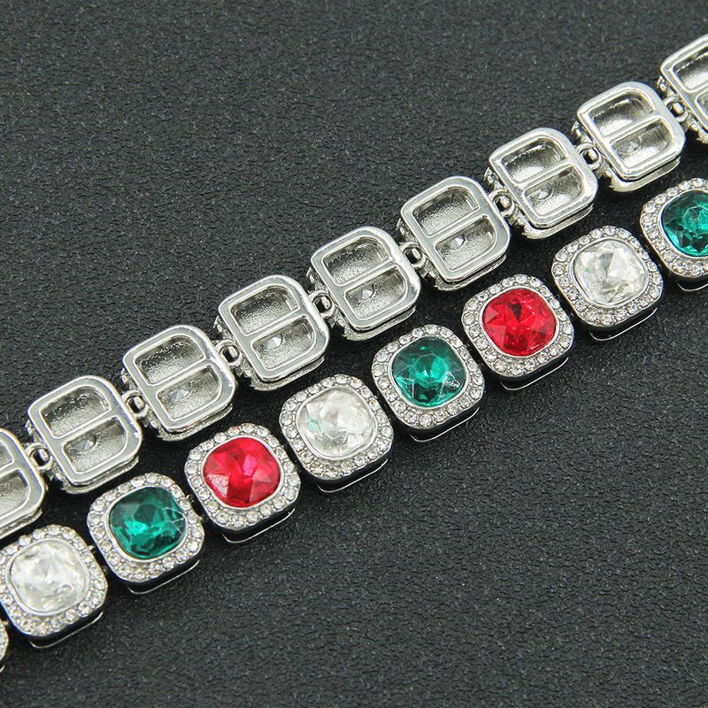 Hiphop vol diamanten gekleurde strass rock suiker Cubaanse ketting trendy mannen coole en dominante halsketting_voghion.com