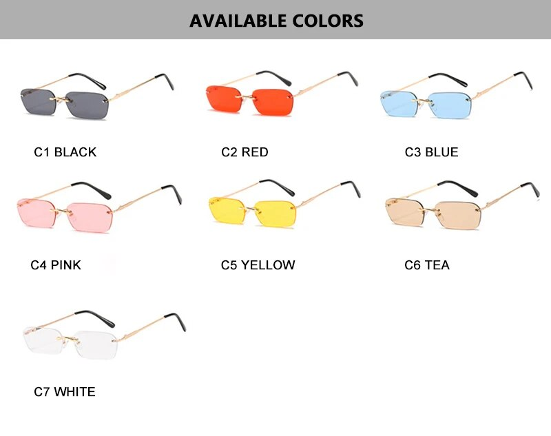 Nouveautés Lunettes de soleil sans monture à la mode pour hommes et femmes Lunettes de soleil classiques légères pour hommes Lunettes rectangulaires sans cadre UV400_voghion.com