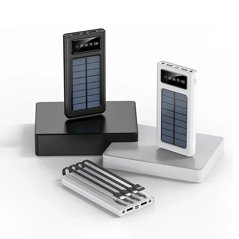 OnePlus Solar Bank200000 MAh Large Capacity Mobile Power Fast Charging Battery Dual USB 4 Cables For IPhone Xiaomi_voghion.com