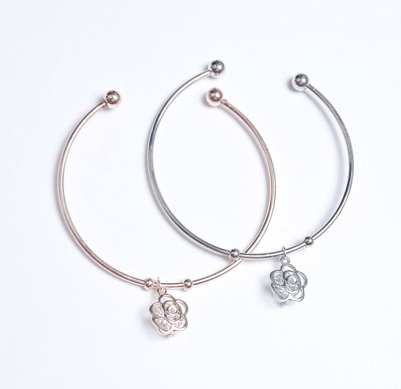 Neit Roségold Schrumpfarmband fir Fraen, einfach a villfälteg ze droen, Handschmuck, Zirkon Blummenarmband, Direktverkaaf_voghion.com