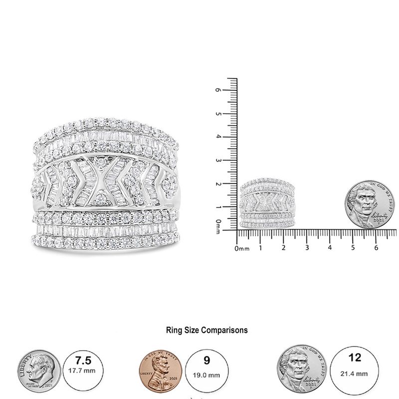 .925 Sterling Silver 2.0 Cttw Diamond Edge Multi-Row Ring Band ( J-K Color, I3 Clarity)_voghion.com