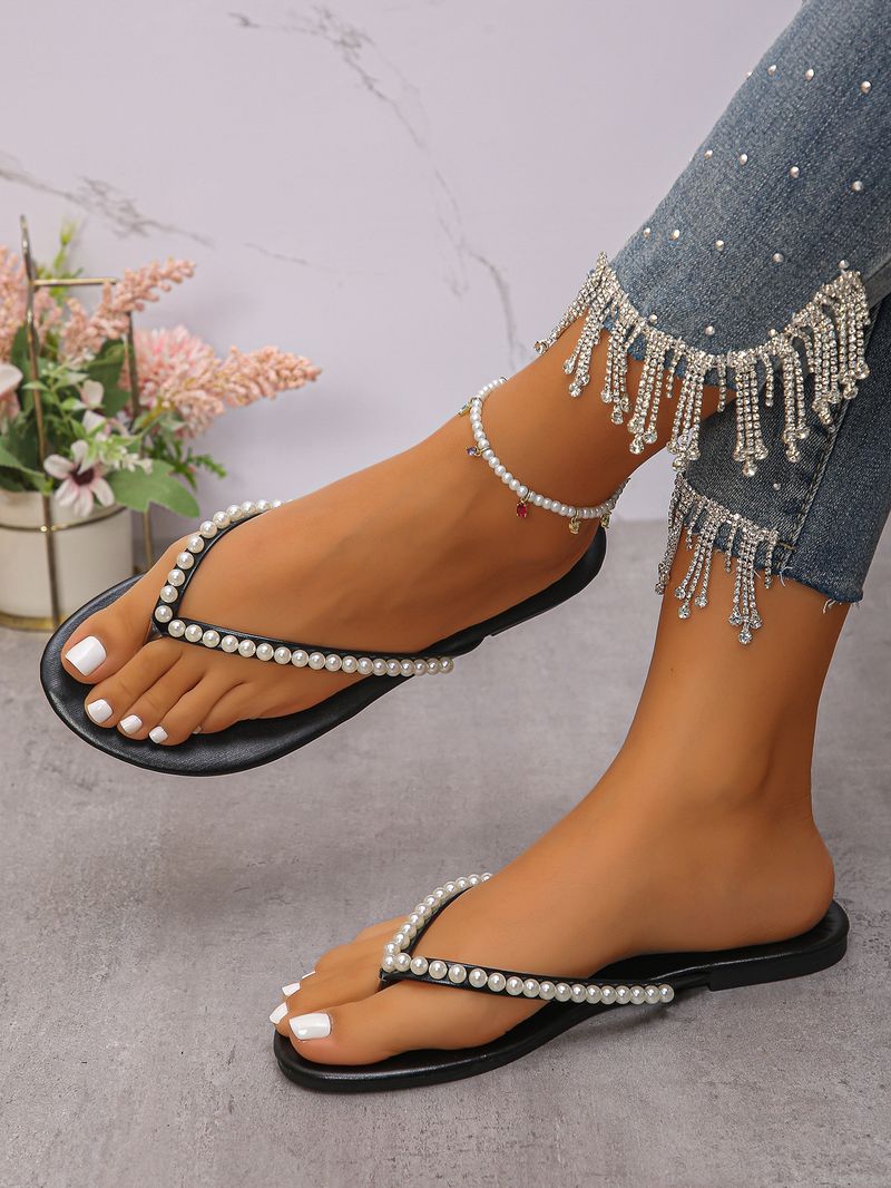 Sandali con punta a clip in stile chane, per donna, estate 2025, nuovi sandali casual piatti, grandi dimensioni, da donna_voghion.com
