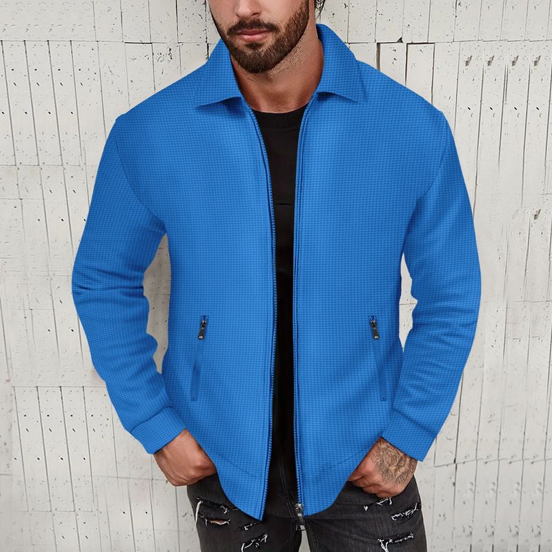 2024 bovenkleding lente jeugd wafel zak met ritssluiting en flip kraag slim fit vest herenjas_voghion.com