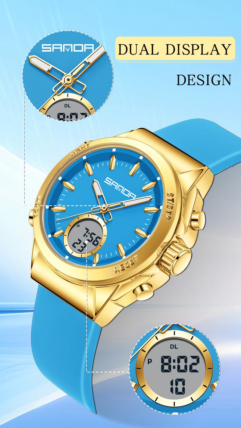 Women's Electronic Watch Waterproof LED Dual Display Multi Functional Women's Electronic Watch_voghion.com