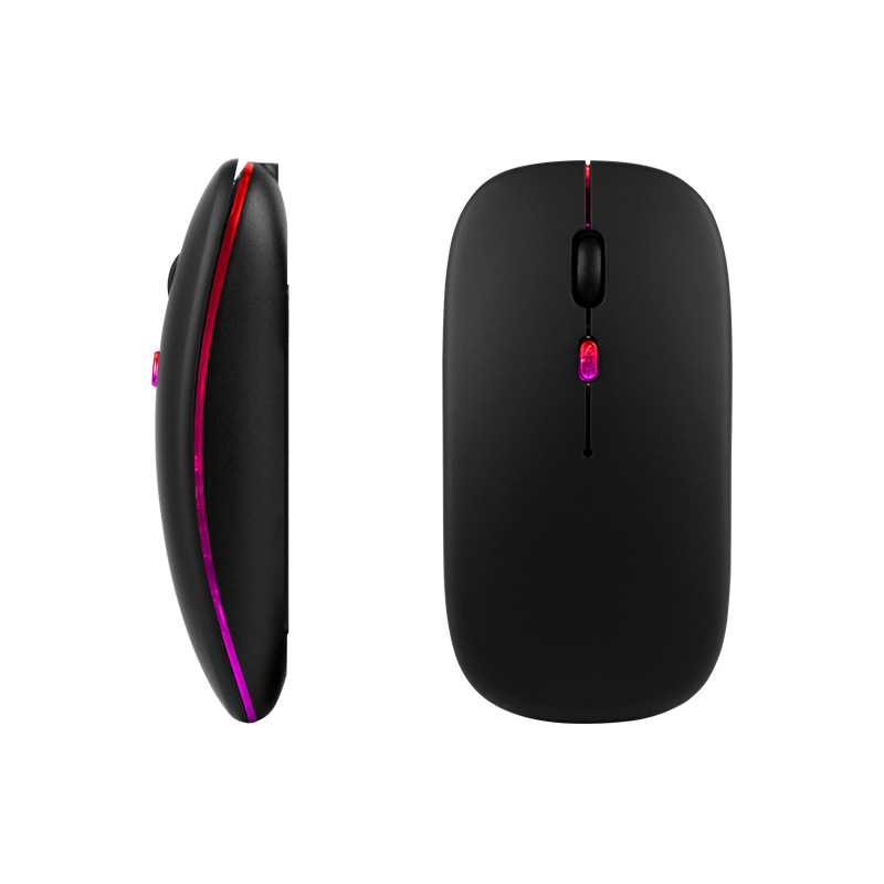 Akumulatorowa i świecąca bezprzewodowa mysz Bluetooth 2.4G+Bluetooth z podwójnym trybem cichego tabletu, laptopa, telefonu komórkowego_voghion.com