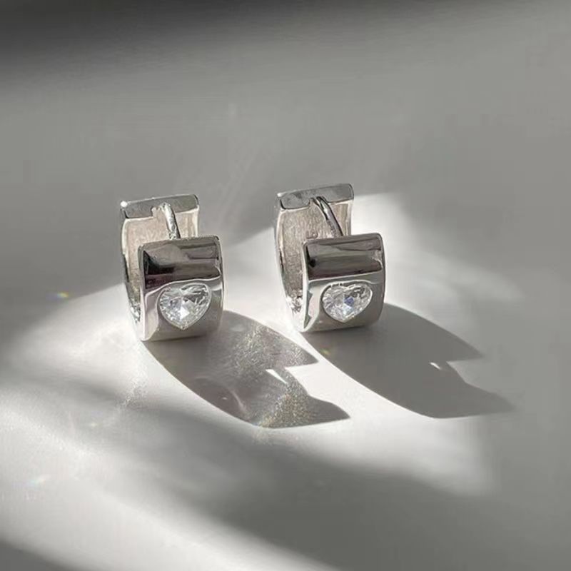 Boucles d'oreilles à double couche de zircon bleu pour femme avec aiguille en argent, design de niche_voghion.com