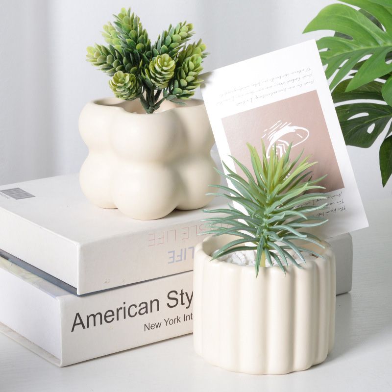 Ceramiczna doniczka 15 cm - doniczka na sukulenty do wnętrz, nowoczesna, z otworem drenażowym, w stylu terakoty_voghion.com