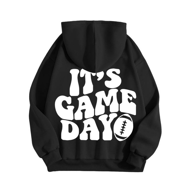 Felpa con cappuccio e stampa di lettere da rugby, comoda e casual, da donna, alla moda, a maniche lunghe, stile Ins_voghion.com