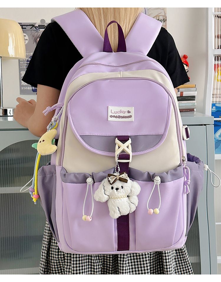 GUIYU Large Capacity Backpack For Students - Lightweight, Stylish & Multifunctional School Backpack With Color Block Design, Ergonomic Cushion Straps_voghion.com