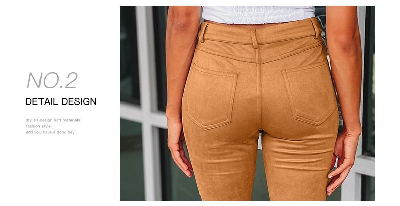 Shiying slim fit and slimming bell bottom for spring new style suede high elasticity women's pants_voghion.com