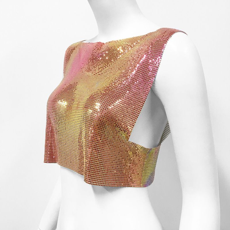 Women's metallic sequin top hot girl vest music festival party sweet and spicy style vest_voghion.com