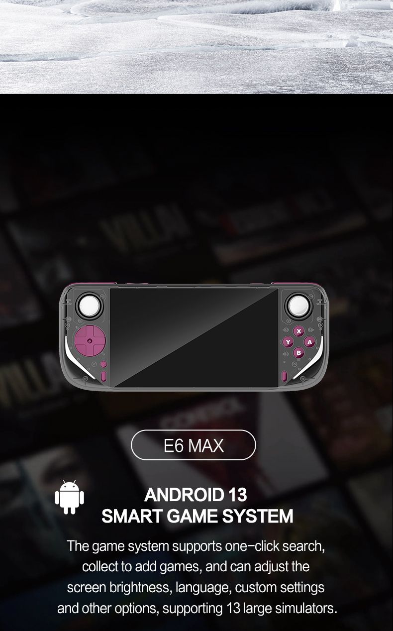 Console de jeu portable Android 2025 E6MAX, 8 cœurs, 64 bits, écran tactile, 4 Go + 32 Go, rétro, nostalgique, écran 5 pouces_voghion.com