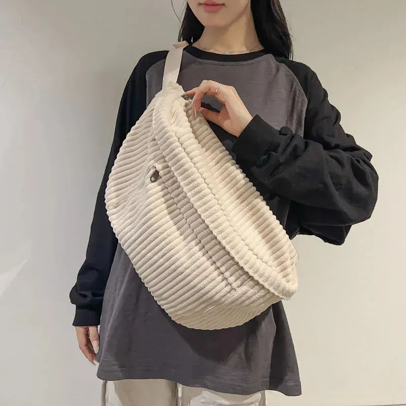 Borsa a tracolla grande da donna, marsupio casual, semplice, in velluto a coste, da donna, a forma di banana_voghion.com