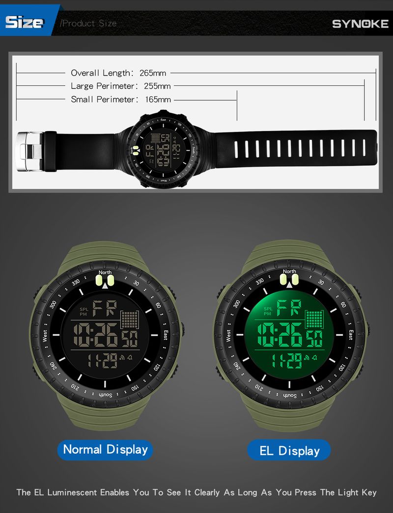 Men's Digital Sports Watch With Night Light, 50m Waterproof, Stopwatch, Alarm, Large Screen For Outdoor, Hiking, And Daily Use Trendy Student Watch_voghion.com