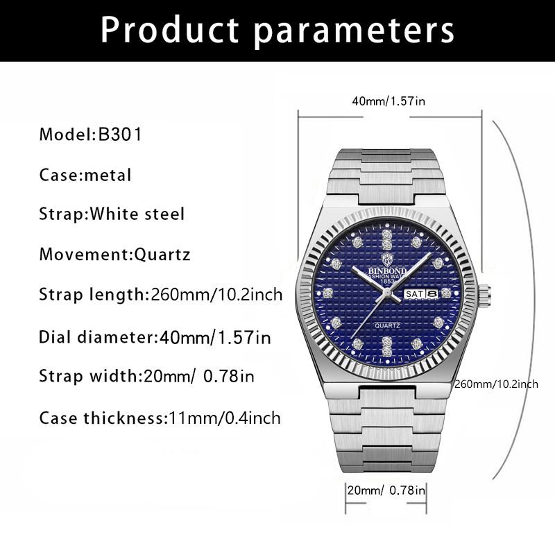 Top Luxury Man Watch Waterproof Stainless Steel Men Wristwatch Luminous Date Week Fashion Business Quartz Men's Watches_voghion.com