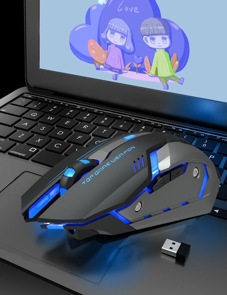 New Silent Cute Glowing Pink Wireless Charging Gaming Mechanical Mouse_voghion.com