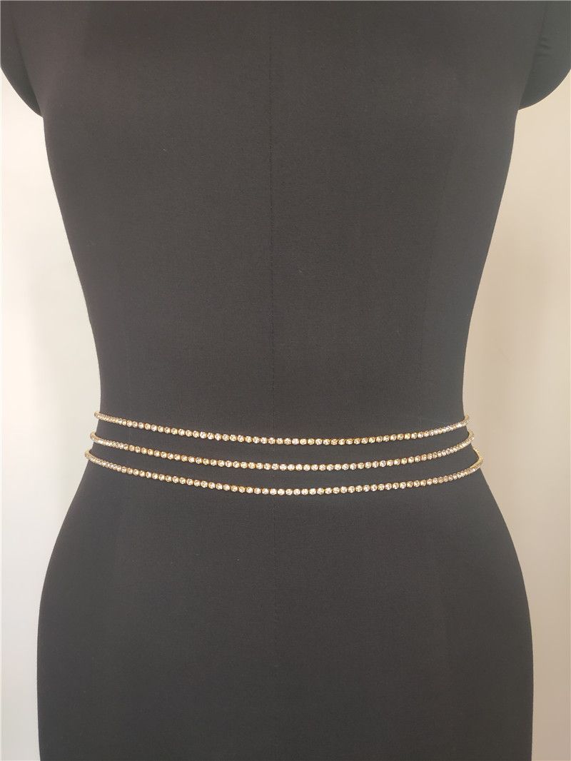 Gioielli da donna con catena in vita con diamanti scintillanti e tripli con diamanti singoli_voghion.com