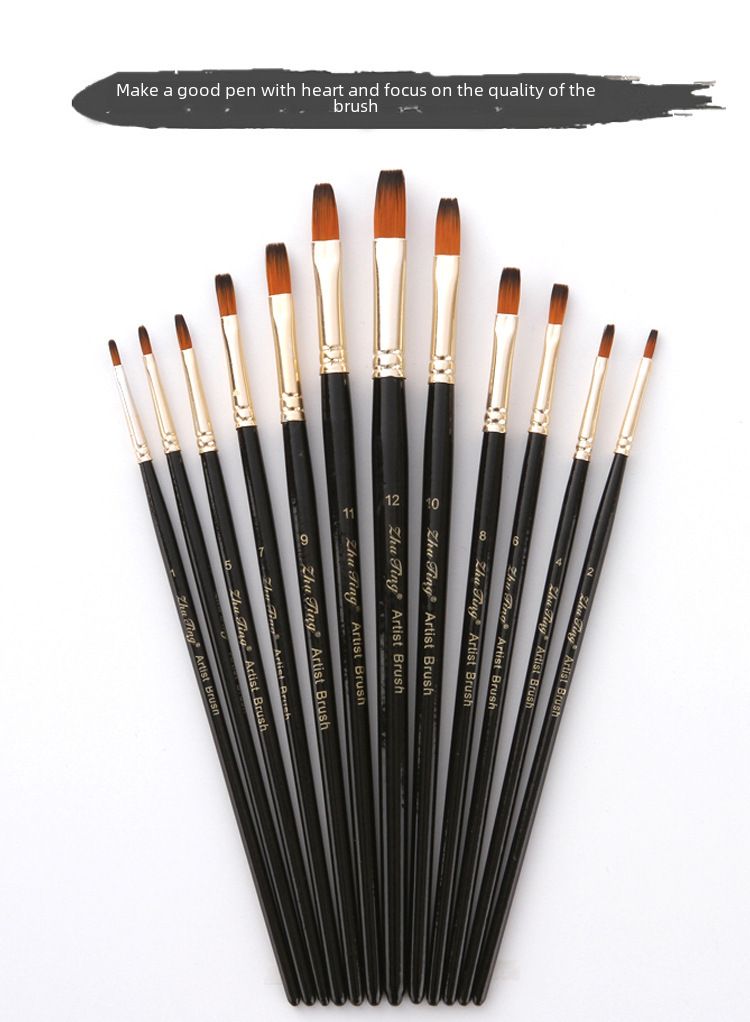 Cross-border 12 nylon wool brush two-color nylon wool brush round front watercolor brush art painting brush_voghion.com