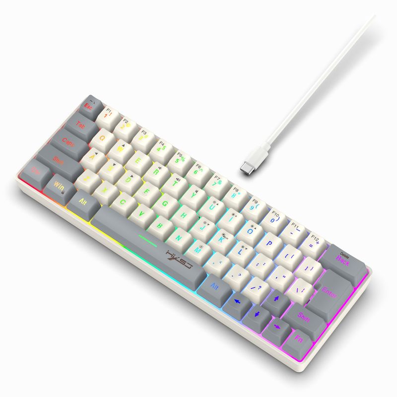 HXSJ new 63 wired film keyboard with dual color caps, RGB lighting, USB-C key cable separation_voghion.com