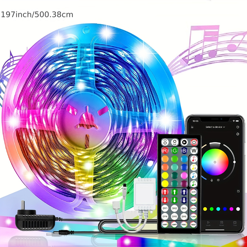 100ft/50ft LED-Lichtstreifen, LED-Leuchten für Schlafzimmer, intelligente LED-Leuchten APP-Steuerung, DIY mehrere Farben auf einer Linie, Farbwechsel-LED-Leuchten Musiksystem_voghion.com