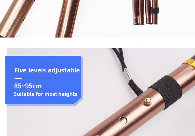 Five-Section Folding Ultra-Short Trekking Pole Climbing Travel Hiking T-Handle Cane Five-Level Adjustment Telescopic_voghion.com