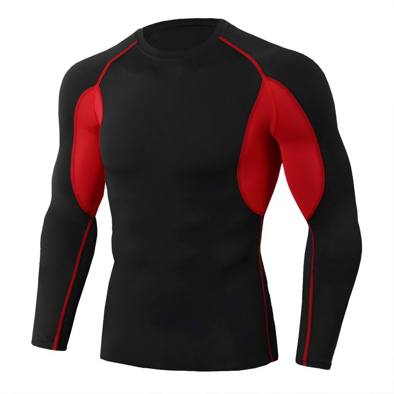 Erkek Vücut Geliştirme Spor Tişörtü Hızlı Kuru Koşu Tişörtü Uzun Kollu Sıkıştırma Üst Spor Tişörtü Erkek Fitness Sıkı Rashgard_voghion.com
