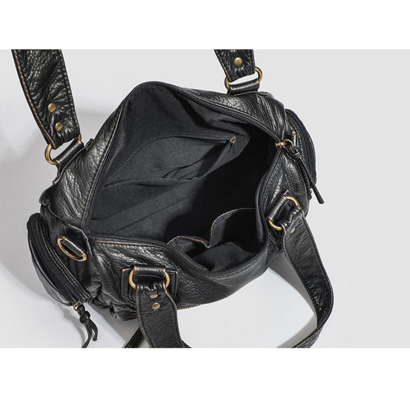Punk Crow Soft Multi Zipper Biker Handbag 2025 Spring Summer New_voghion.com