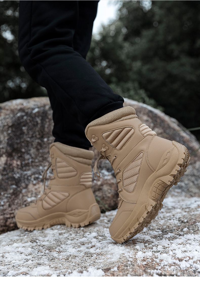 Meeste jalanõud, taktikalised jalanõud ja saapad, pritsmekindlad ja soojad kõrged mägironimis-, suusatamis-, treening- ja võitlusjalanõud, meeste kõrged lahingu- ja sõjaväesaapad_voghion.com