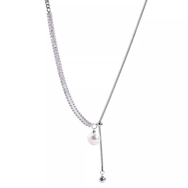 Ausziehbare lange Halskette mit funkelnden Diamantperlen, leichte Luxus-Nische 2025, neues Designgefühl, High-End-Schlüsselbeinkette_voghion.com
