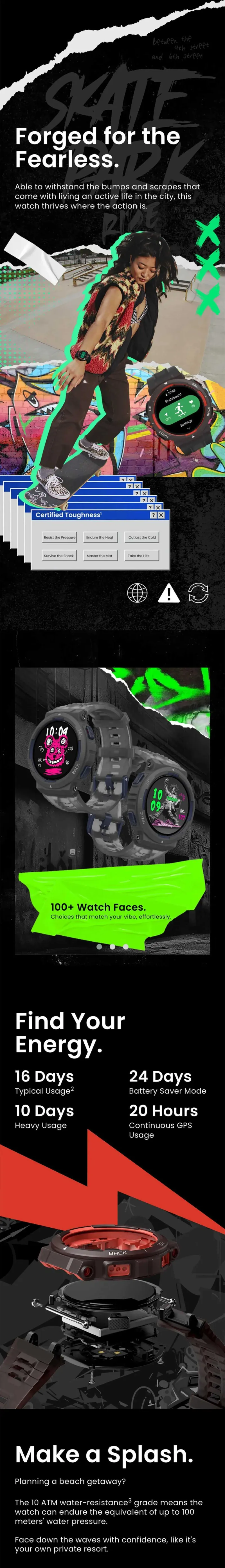 Smart Watches Original Amazfit Active Edge Bold Dual Color Design 46mm 130+sport Mode Smartwatch Suitable For Android_voghion.com