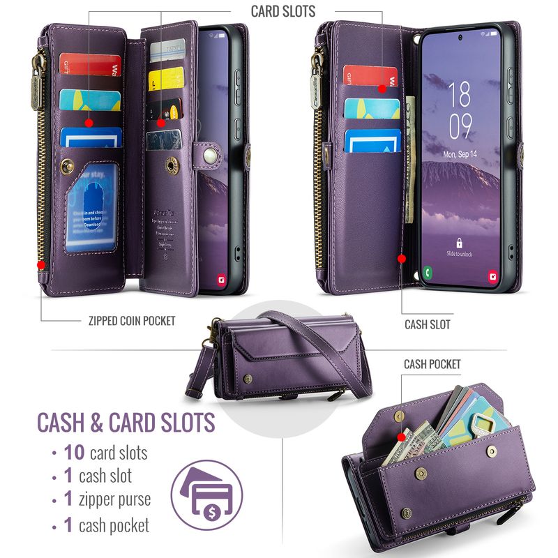 TechGlobe Crossbody-Handyhülle ZFold6 mit Reißverschluss, A56 Flip-Multifunktions-Lederhülle – passend für Samsung S25edge._voghion.com