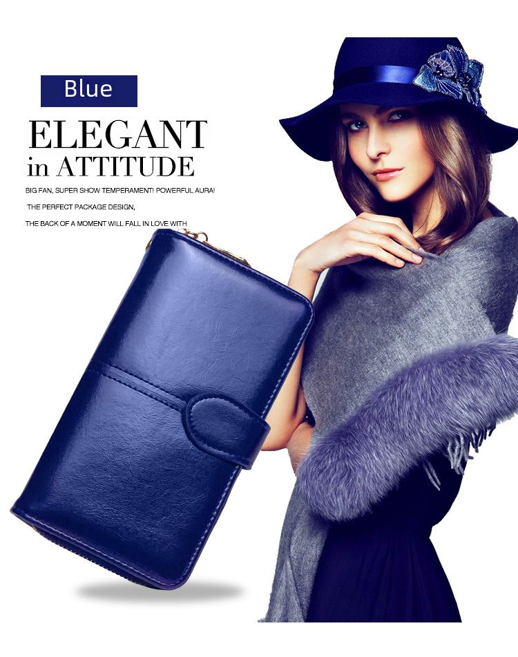 Explosive Damen Geldbörse 2024 Neuer Reißverschluss Ölwachs Leder Geldbörse Schnalle Handytasche Ölleder Neue PU Clutch_voghion.com