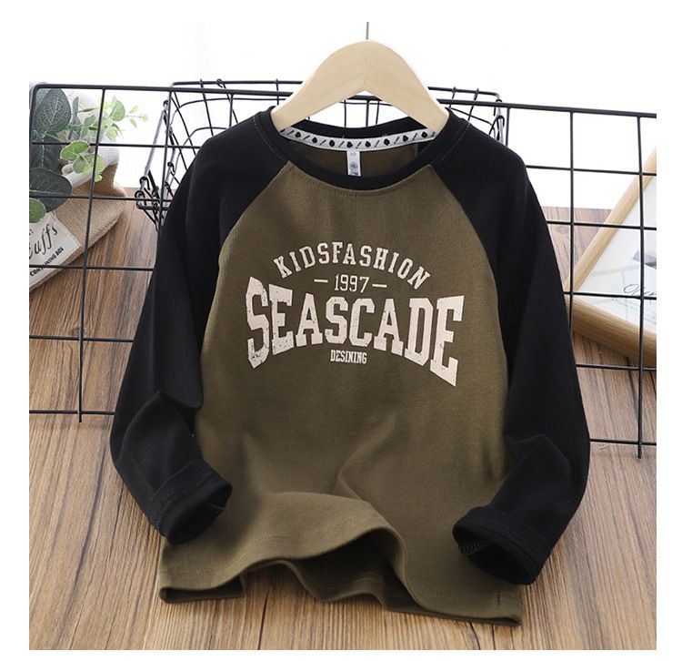Kid's Clothing Base Layer Shirt, Spring New Style, Boys' And Girls' Long Sleeved T Shirt, Letter Long Sleeved Round Neck Top._voghion.com
