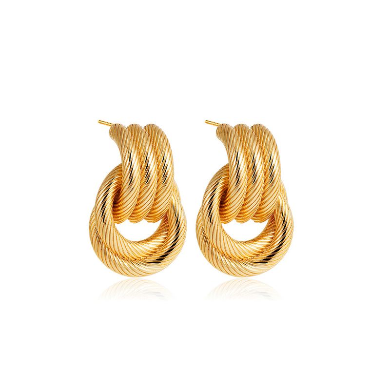 Unisex Mode Persönlichkeit Nischen Ohrringe Kalten Stil Doppel Ring Ohrringe High-End Kreuz Doppel Ring Creolen_voghion.com