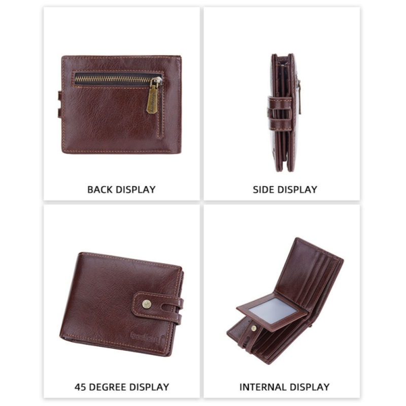 Baellerry New Paragraph Men's Short Wallet Retro Multi-card Buckle Wallet Simple Zipper Coin Purse_voghion.com
