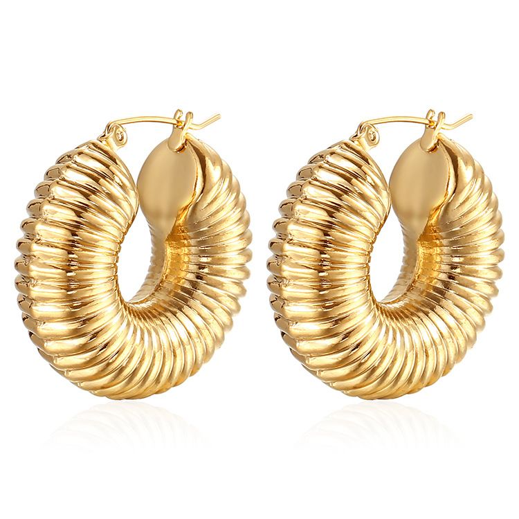 Orecchini cavi in acciaio inossidabile con filetto dorato, alla moda europea e americana, alla moda, da donna, stile retrò_voghion.com