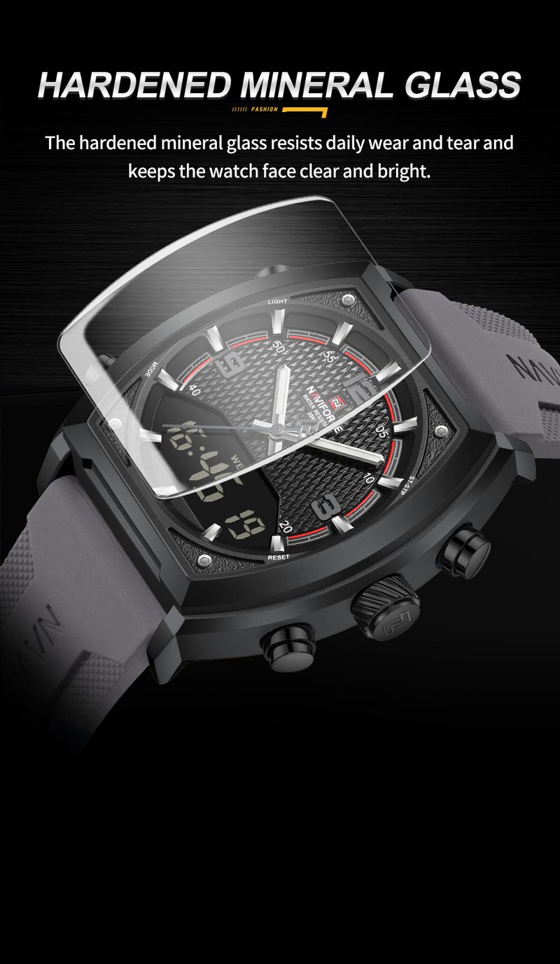 Quartz Watch For Men Digital Sports Watches Man Dual Display Alarm Wristwatch Waterproof Military Luxury Tonneau Clock_voghion.com