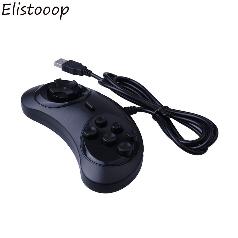 6-knoppen bekabelde gamepad USB klassieke gamecontroller Joypad voor SEGA Genesis/MD PC/2 Y1301 / Mega Drive_voghion.com